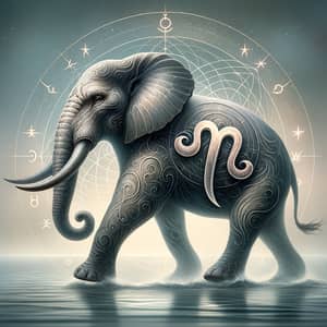 Graceful Elephant with Scorpio Astrological Symbol and Ruling Planet