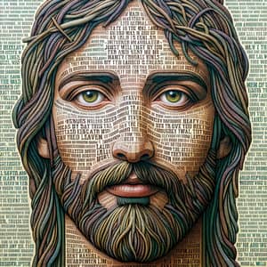 Intricate Textual Portrait: Face of Jesus in King James Bible Verses