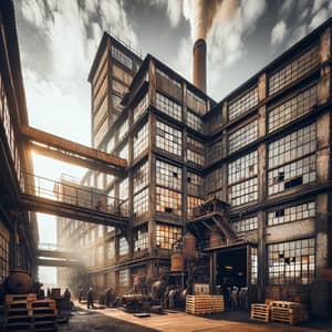 Rustic Factory Scene with Diverse Workers | Historical Site