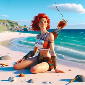 Fiery Red-Haired Archeress from Mythical Scottish Kingdom | Beach Scene Animation