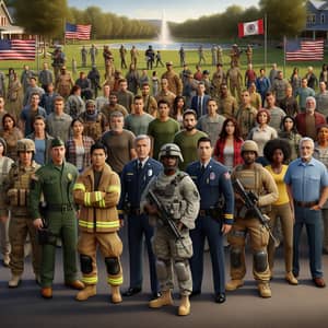 Diverse United States Military, First Responders, Veterans Group Image