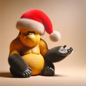 Cheerful Yellow Gorilla in Santa Hat | Festive Joy & Fun