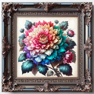 Realistic Flower Art in Lavishly Adorned Frame