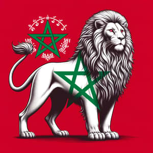Atlas Lion with Moroccan Flag | Majestic Mane