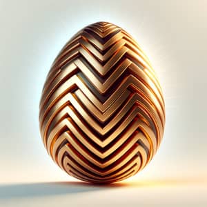 Golden Easter Egg with Unique Zigzag Pattern - Metallic Style