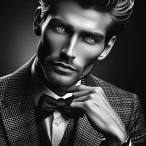Stylish Hollywood-inspired Portraits: Confident Male in Monochrome
