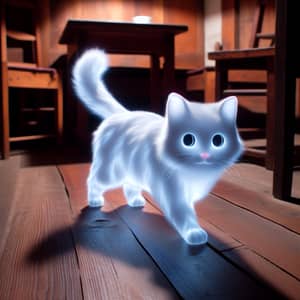 Ethereal Ghostly Cat in Cozy Room - Hauntingly Beautiful