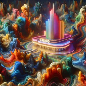 Abstract Landscape Casino: Vibrant Neon Lights & Excitement