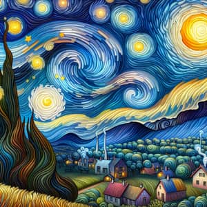 Surreal Landscape Inspired by Starry Night | Oil Painting Art