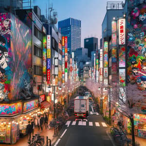 Vibrant Shibuya Street Art: Colorful Graffiti & Neon Lights