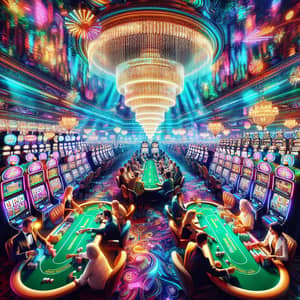 Neon Glam Casino Scene - Exciting and Glamorous Entertainment
