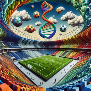 Abstract Soccer Stadium | Vibrant, Spiraling Stands, Unique Shapes