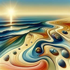 Tranquil Beach Abstract Art | Serene Ocean Waves Painting
