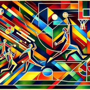 Colorful Abstract Basketball Scene | Spirited Athletic Competition