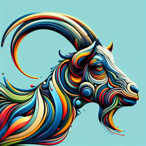 Abstract Goat Art: Exaggerated Features & Vibrant Colors