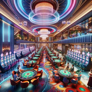 Opulent & Vibrant Casino: Modern Interior Design & Neon Lights