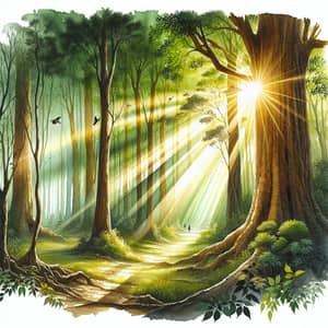 Serene Forest Watercolor Painting | Tranquil Nature Art