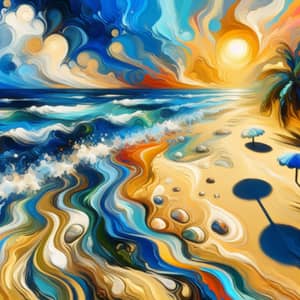 Abstract Beach Scene - Vibrant Colors and Tranquility