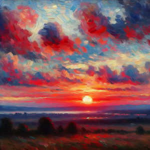 Impressionist Sunset Painting | Vibrant Sky & Landscape Scene