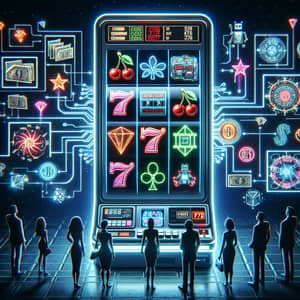 Futuristic Slot Machine Game with Holographic Interface