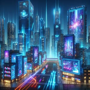 Futuristic Cityscape with Glowing Neon Lights
