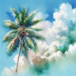 Vibrant Palm Tree Watercolor Painting | Nature-Inspired Art