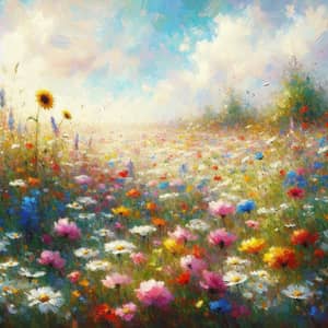 Impressionistic Wildflower Field Art | Beautiful Meadow Scene