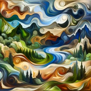 Abstract Natural Landscape Art | Earthy Elements & Swirling Colors
