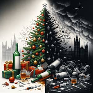 Christmas Disaster and Addiction Illustration