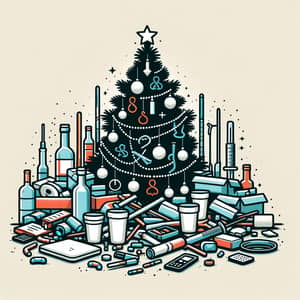 Holiday Disaster: Chaotic Scene Around Christmas Tree