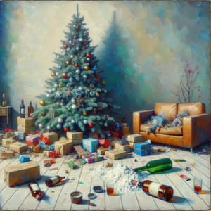 Avant-Garde Christmas Scene Art Painting | Chaos & Addiction
