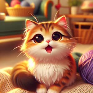 Chatty Cat with Vibrant Fur | Cozy Home Environment