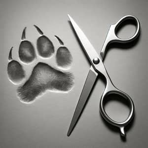 Silver Scissors and Canine Paw Print