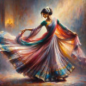 South Asian Woman in Flowing Gown | Ballet-inspired Elegance