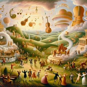 Whimsical Music Wonderland Canvas Illustration