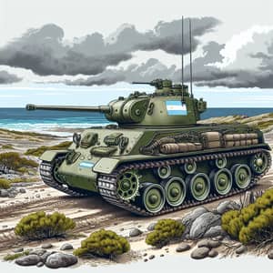 Argentinian TAM Tank in Post-WWII Scene | Malvinas Landscape