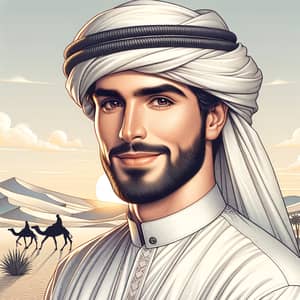 Middle Eastern Man in Traditional Attire | Desert Landscape Art