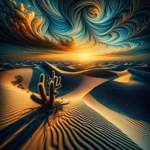 Unique Abstract Desert Landscape with Wavy Sand Dunes