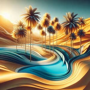 Abstract Desert Oasis Art | Serene Landscape Painting