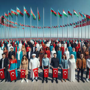 Multicultural Unity with Azerbaijani and Turkish Flags - Solidarity Shot