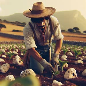Hispanic Peasant Working in Stone-Field | Agriculture Scene