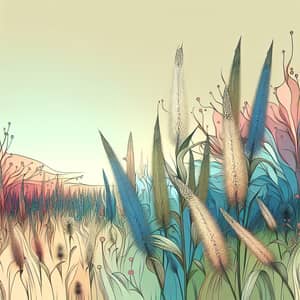 Whimsical Ladyfingers in Lively Field | Pastel Hues Landscape
