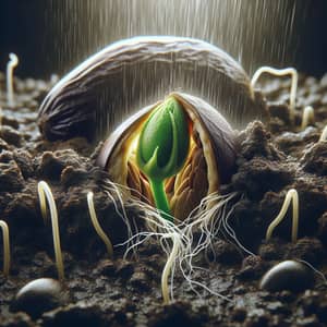 Germination Process of Eggplant Seed: Detailed Scene