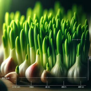 Vibrant Garlic Sprouts: Macro Botanical Photography