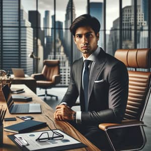 Sophisticated South Asian Male Business Executive in Professional Office Setting