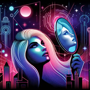 Futuristic Cyberpunk Beauty: Striking Woman in Neon City