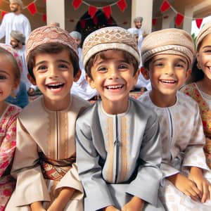 Joyful Omani Children Celebrating Eid Al Fitr | Traditional Outfits