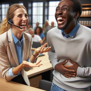 Customer Service Interaction: Humorous and Engaging Scene