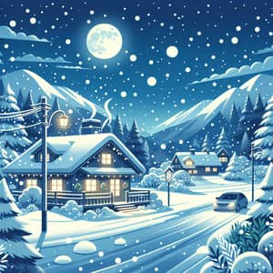 Snowfall Illustration: Charming Winter Scene