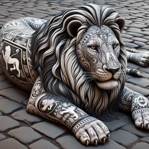 Majestic Lion with Italian Heraldry Imagery